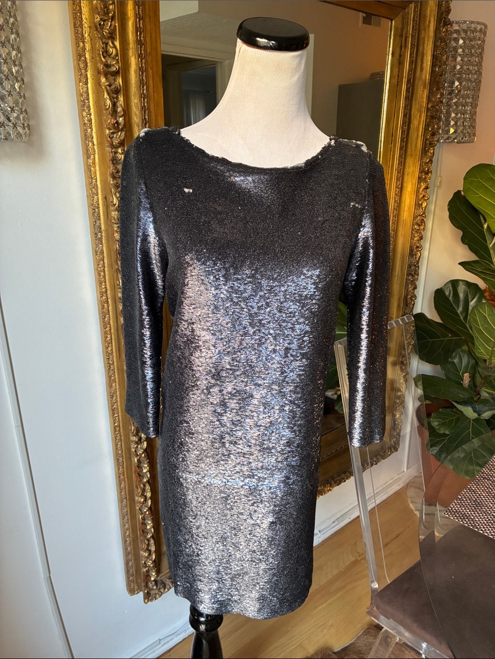 Iro Silver Sequin Sheath Dress - Elegant Women's Evening Dress size 1